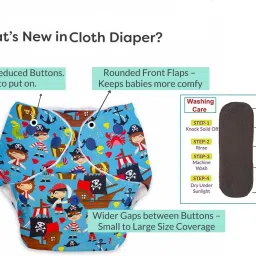 rotation Reusable Button Diaper Multi Color Pack of 4 Diaper & 4 Black 5 layer Insert image 4