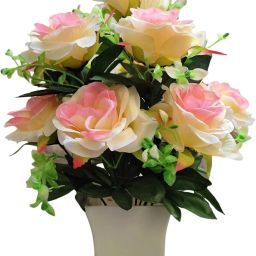 Graceful Nine Head Multicolor Rose Artificial Flowerwith Pot-15