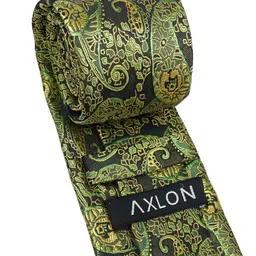 AXLON Men Paisley  Design Tie Set With Pocket Square-Cufflink & Flower Pin image 3