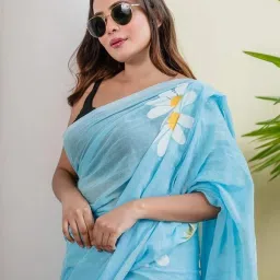 Floral Print Handloom Pure Cotton Saree-image-4