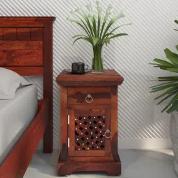 mudramark from pepperfry Krisa Sheesham Wood Rhs Bedside Table In Scratch Resistant Honey Oak Finish With Drawers-picture-16