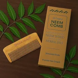 Handmade Neem Wooden Shampoo Comb , Herbal Oil Treated ,Hair Growth-picture-23