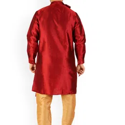 Pro-Ethic STYLE DEVELOPER Men Maroon Angrakha Kurta with Pyjamas image 2