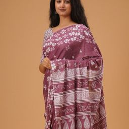 JALTHER Ethnic Motifs Printed Mulmul Cotton Block Print Saree image 2