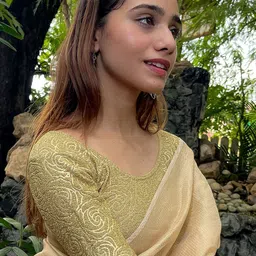 Bindigasm's Advi Metallic Zari Rose Embossed Woven-Design Stretchable Saree Blouse-picture-26