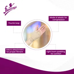 flamingo Carpal Tunnel Splint - Elastic Compression, Metal Splint, Thumb Loop Hand Support image 3