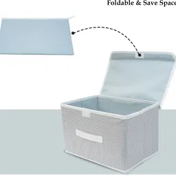 mteaser Foldable Storage Box/Drawer with Lid & Handle Closet Organizer| 2Pcs Storage Box image 5