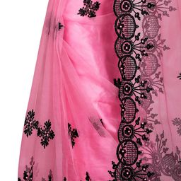 BARKIYA CREATION Ethnic Motifs Embroidered Net Saree image 4