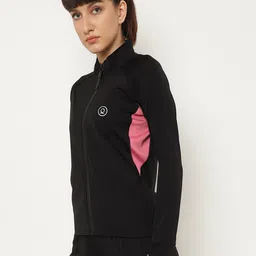 CHKOKKO Women Black Pink Sporty Jacket-picture-25