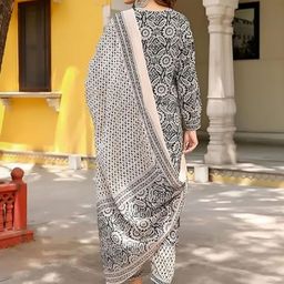 7Threads Ethnic Motifs Printed Straight Kurta with Trousers & Dupatta image 4
