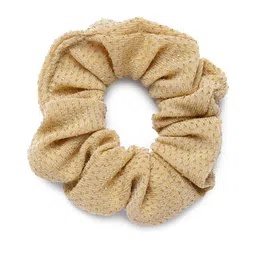 AccessHer Set Of 2 Gold-Coloured And White Handcrafted Scrunchies image 4