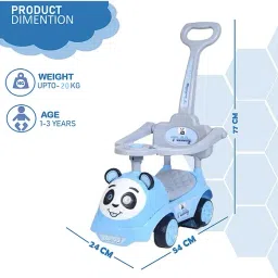 3 in 1 Push Car Panda Plus Rideon with Removable Parental Handle | Guardrails Rideons & Wagons Non Battery Operated Ride On-image-58