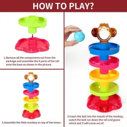 joyride Roll Ball Toy with 4 Layer Ball Drop Tower Run with Roll Swirling Ramps for Baby image 2