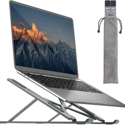 shobhaenter Roll over image to zoom in Laptop Stand for Desk, Portable Laptop Stand Adjustable Height, Foldable Laptop Holder, Non-Slip Aluminum MacBook Computer Stand 9 Angles Anti-Slip Laptop Riser Compatible with 7-17 inch Laptops Laptop Stand for Desk, Portable Laptop Stand Adjustable Height, Foldable Laptop Holder, Non-Slip Aluminum MacBook Computer Stand 9 Angles Anti-Slip Laptop Riser Compatible Laptop Stand-image-6
