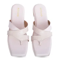 Devano Textured Broad Strap Open Toe Flats image 4