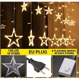 SPARK WORLD Yellow & White Star Shaped String Lights image 5