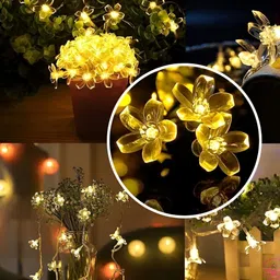 SPARK WORLD Gold Toned & White Flower Shape String Lights image 4