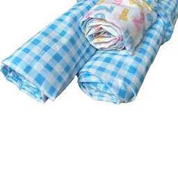 Trance Home Linen 
Numeric & Checks Set of 3 Cotton Baby Swaddle Wrap image 3