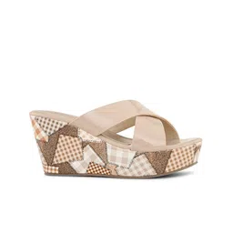 pelle albero Printed Open Toe Wedge Heels image 3