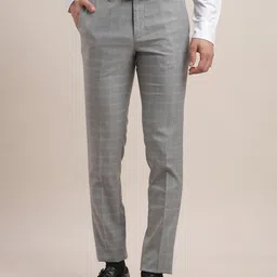 turtle Men Skinny Fit Grey Polycotton Trousers-picture-5