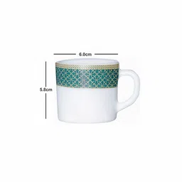 Cello White 12 Pieces Geometric Printed Opalware Matte Cups 100 ML Each image 4