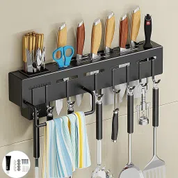 Cutlery Kitchen Rack Shelf Stainless Steel Wall Mount Knife Holder Carbon Steel-20