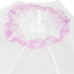miss & chief Polyester Kids Baby Crib Mosquito Net with Foldable Umbrella Canopy Design, Color: Pink Mosquito Net image 3