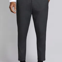 peter england Men Regular Fit Grey Cotton Blend Trousers-picture-18