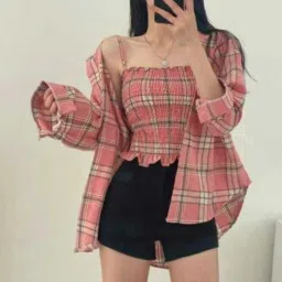 Women Regular Fit Checkered Mandarin Collar Casual Shirt-image-64