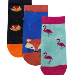 Mint & Oak Unisex Kids Pack of 3 Patterned Anti-bacterial Ankle-Length Socks-5
