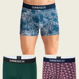 Pack of 3 Combed Cotton Stretch V Shape Printed Men Trunk-picture-0