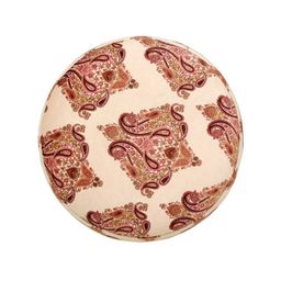 GLOBALLY INDIAN Off-White & Red Printed Round Ottomans image 3