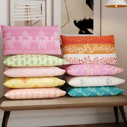 Layers Color Sense Ivy Yellow & Red Ethnic Motifs Single Bedsheet with 1 Pillow Cover image 4