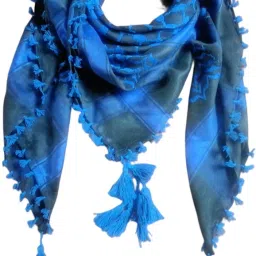 Embroidered Polycotton Men Blue, Black Fancy Scarf, Scarf, Stole, Faux Turtleneck Neck Cover-18