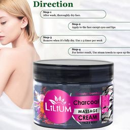 Lilium Set Of 3 Bamboo Charcoal Massage Cream With Charcoal Dust-250 gm Each image 4