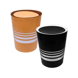 Kuber Industries Set Of 2 Black & Yellow Wastebin With Swing Lid image 5