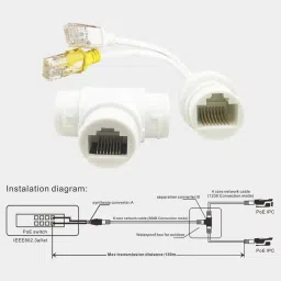 ULTRABYTES Poe Multiplexer 1 in 2 out Upto 100M Over Ethernet Cat6 for IP Cameras Wired Ethernet Lan Adapter compatible with Windows image 2