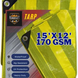 15ft X 12ft, 170GSM | Premium Water Proof Tarpaulin Sheet with UV Ray protection Tent - For Camping, Construction Sites, Transportation Covers, Garden-50
