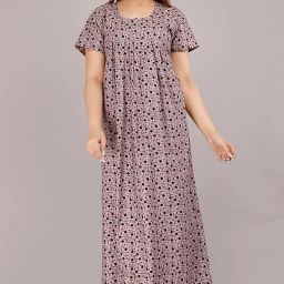 Self Design Pure Cotton Stitched Flared/A-line Gown-image-0