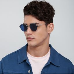 Vincent Chase Unisex Blue Lens & Silver-Toned Round Sunglasses with Polarised and UV Protected Lens image 5