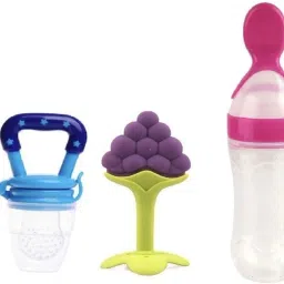 Combo Baby Food Feeder Fruit Nibbler & Teether Pack-3 FST-1 Cap-90 ml combo 1 - silicone-image-43