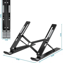 Buyab factory Aluminum Black LAPTOP STAND + BOOK Stand + TAB STAND + MOBILE STAND m-28 LAPTOP STAND MODAL 60 Laptop Stand-image-4