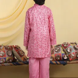 Cutiekins Boys Floral Printed Mandarin Collar Straight Kurta with Pyjamas image 5
