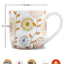 UPC White & Yellow Printed Ceramic Glossy Cups Set of Cups and Mugs image 2