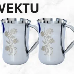 500ml LASSI MUG / 500ml DAMRU CUP /500ml DAMRU GLASS SET OF 2 PCS Stainless Steel Coffee Mug-image-12