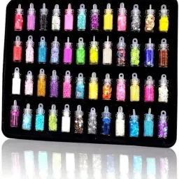 48 Pcs Glass Bottles 3D Nail Art Set. Glitter Sequins Rhinestones-14