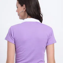 TABADTOD Typography Printed Crop Top With Collar image 3