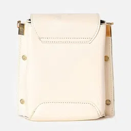 haute sauce by  campus sutra HAUTE SAUCE by Campus Sutra Cream-Coloured Printed PU Structured Sling Bag image 4