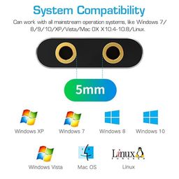 GR Deals USB Sound Card USB to 3.5mm Jack Audio Adapter USB External Stereo Sound Adapter Splitter Converter for Windows and Mac, Linux, Laptop, PC, Compatible with Headset, Plug & Play image 5