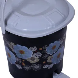Kuber Industries Black & Grey Floral Printed Durable  Pedal Dustbin With Handle -7Ltr image 4